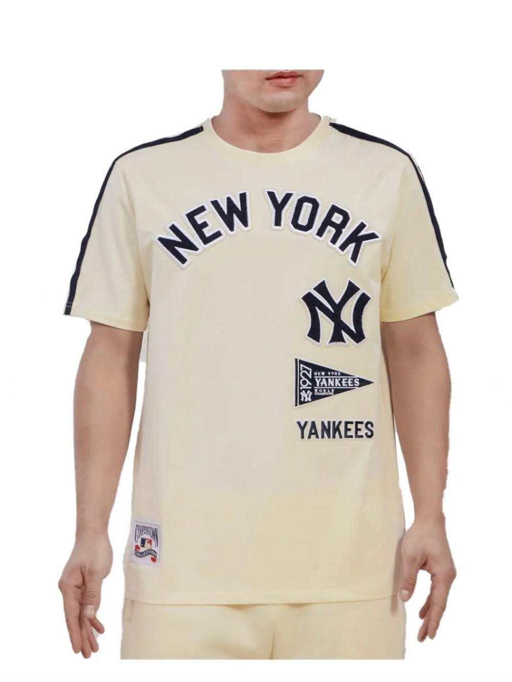 NWT Pro Standard Mens MLB New York Yankees Classic Sj Striped Crew Neck T-Shirt